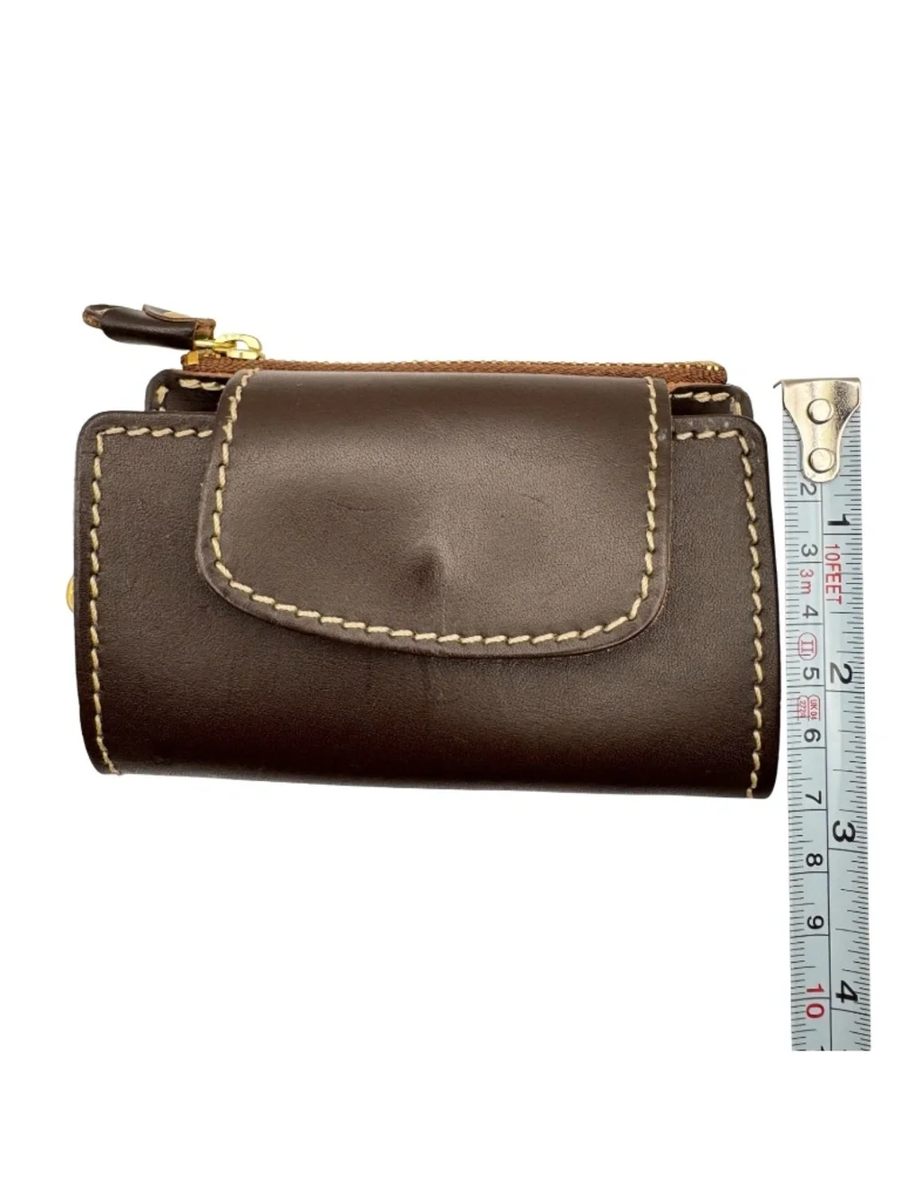 PORCO ROSSO Brown Leather Key Case Coin Purse Holder Organizer Wallet Clip Japan